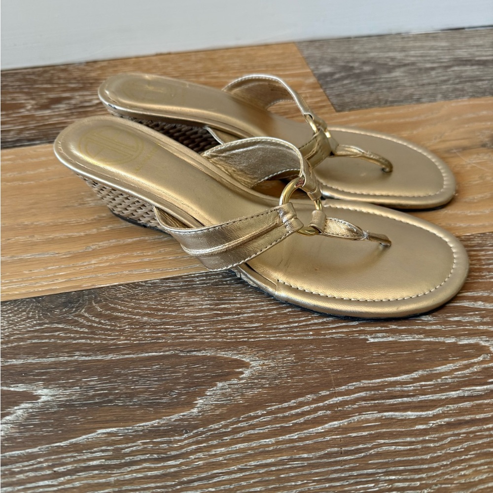 Lilly Pulitzer Mckim Wedge gold Sandals size 9 - Picture 5 of 10